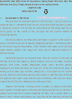 Availability And Utilization Of Improvised Instructional Materials And The Effective Teaching Of Agricultural Science In Secondary School