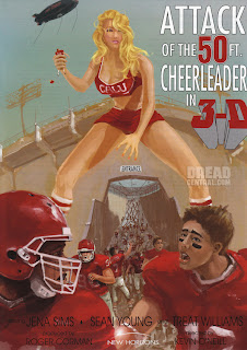 Affiche d'un film avec une cheerleader géante