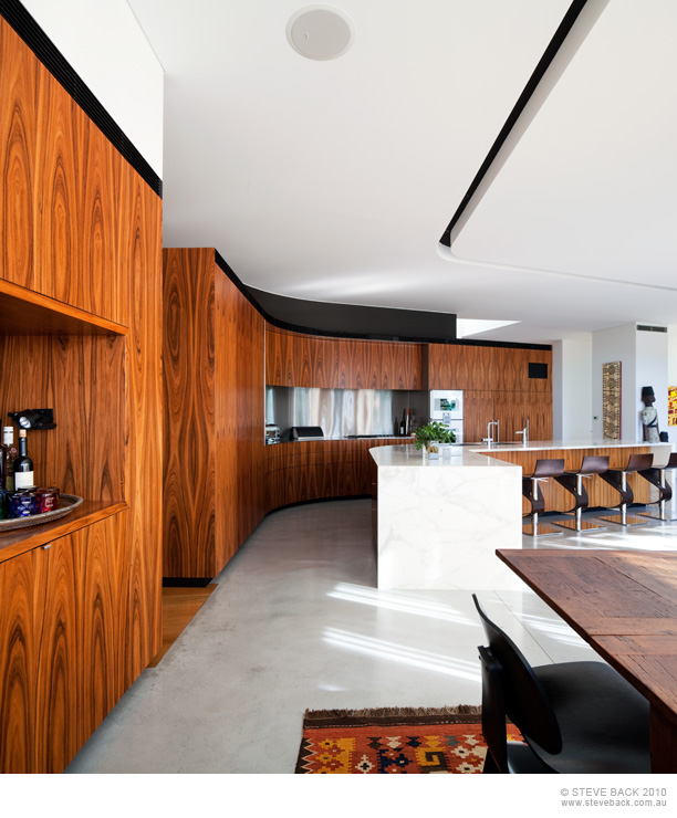 Wooden furniture in the River House by MCK Architects