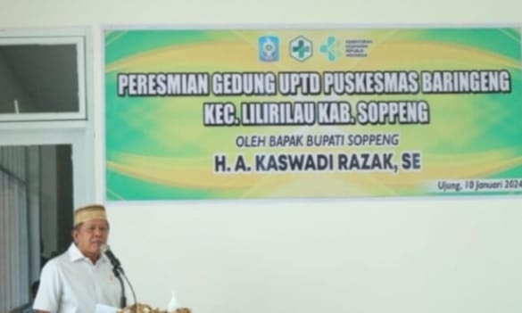 Bupati Soppeng Resmikan Gedung Puskesmas Baringeng