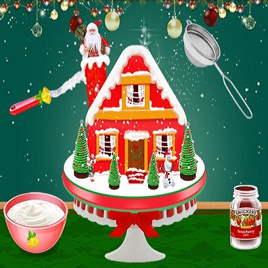 Xmas Gingerbread House Cake- Christmas games on friv5 games!