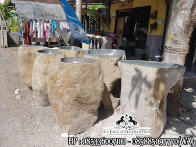 Pedestal Cuci Tangan Outdoor, Model Natural Dengan Kaki Penyangga Wastafel