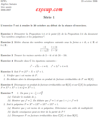 series + corrigés Algèbre linéaire