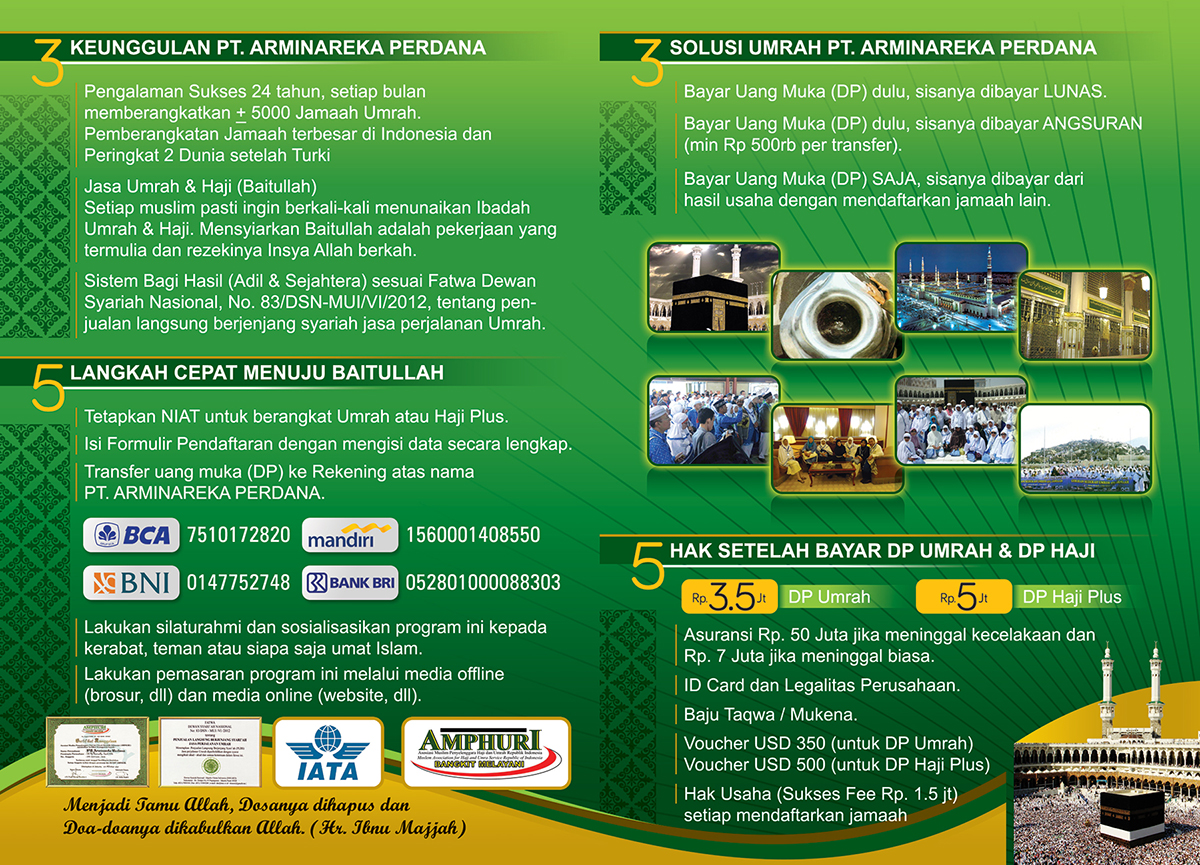 Contoh Desain Brosur Haji dan Umroh "Arminareka Perdana 