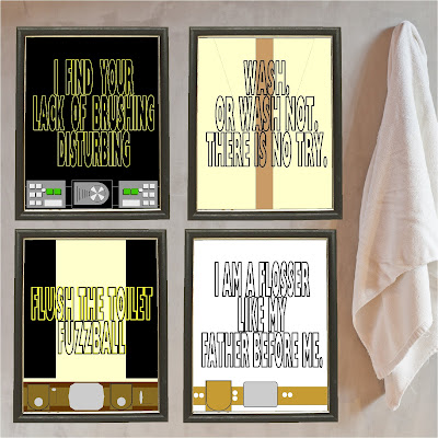 These bathroom printable posters are awesome! Use the force to help your kids to flush, wash, brush, and floss.  These Star Wars kids bathroom printable posters feature Darth Vader, Jedi Yoda, Han Solo and Lukey Skywalker in minimalistic prints and turns on favorite Star Wars quotes.