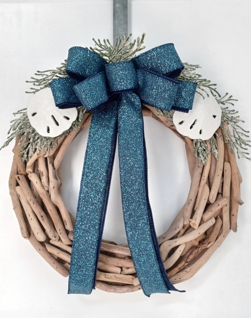 Coastal Christmas Wreath with Faux Sand Dollar