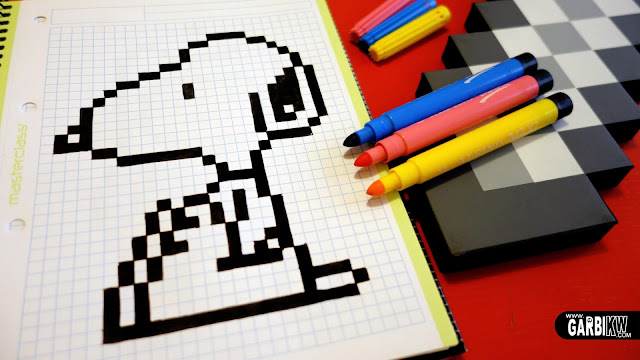 Handmade Pixel Art - How To Draw Snoopy #pixelart