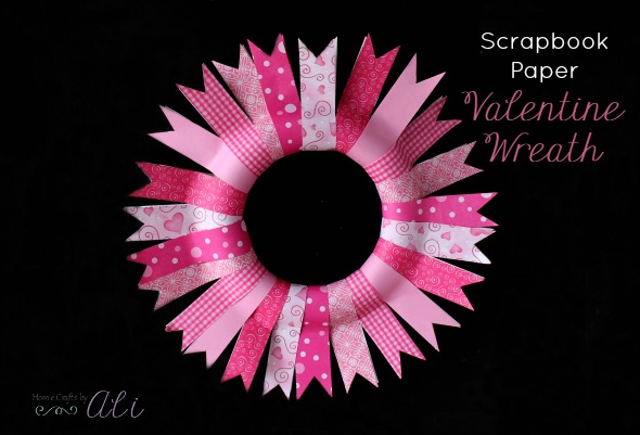 Scrapbook Paper Valentine Wreath