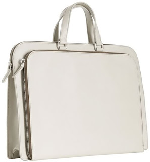 Prada lvory saffiano bifold zip briefcase bag