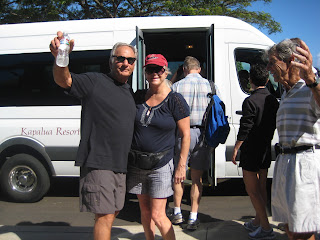 Getting on the Shuttle at Kapalua Resort