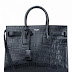 YSL Saint Laurent Classic Sac De Jour in Black Crocodile Printed Leather Handbag Purse 324823 1000