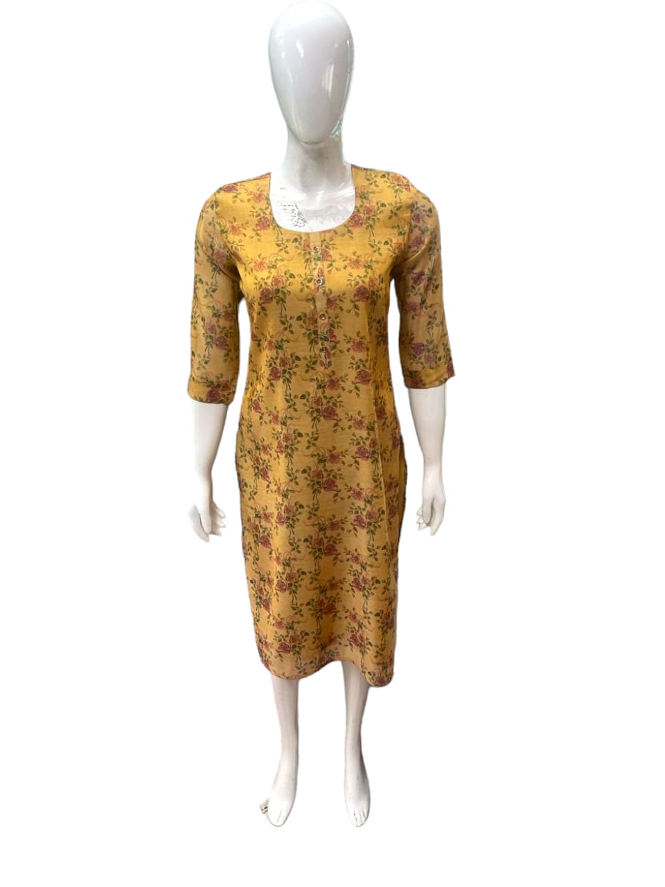 Yellow Tissue silk Straight Kurti With Trousers & Dupatta – GFH Collection