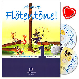 Jede Menge Flötentöne Band 1 - Die Schule für Altblockflöte mit Pfiff von Barbara Ertl - mit 2 CDs und herzförmiger Notenklammer