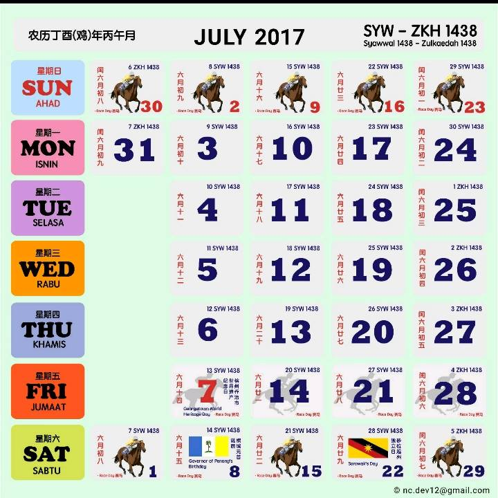 Kalendar Kuda 2017 Malaysia Dan Senarai Cuti Panjang 