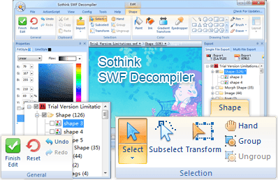  Sothink SWF Decompiler is a unique tool to decompile Sothink SWF Decompiler Relook: SWF to FLA/FLEX/HTML5 Converter