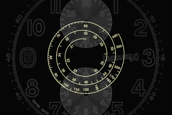 Detail of the dial of the Eberhard Nuvolari Legend 31137