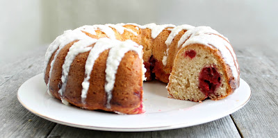 Lemon Cherry Bundt Cake with Lemon Glaze