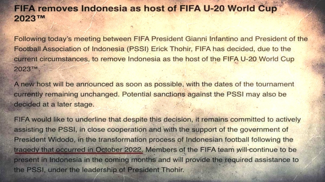 Coret Indonesia sebagai Tuan Rumah, FIFA Singgung Tragedi Kanjuruhan bukan Penolakan Timnas Israel