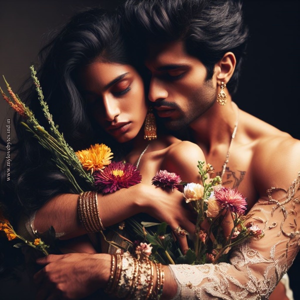 Passionate Embraces of Indian Couples, kissing man women of india