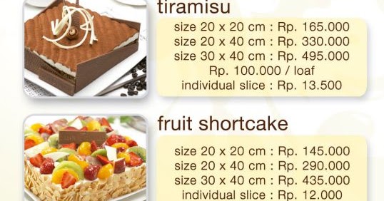 Daftar Harga Kue di DapurCokelat Com