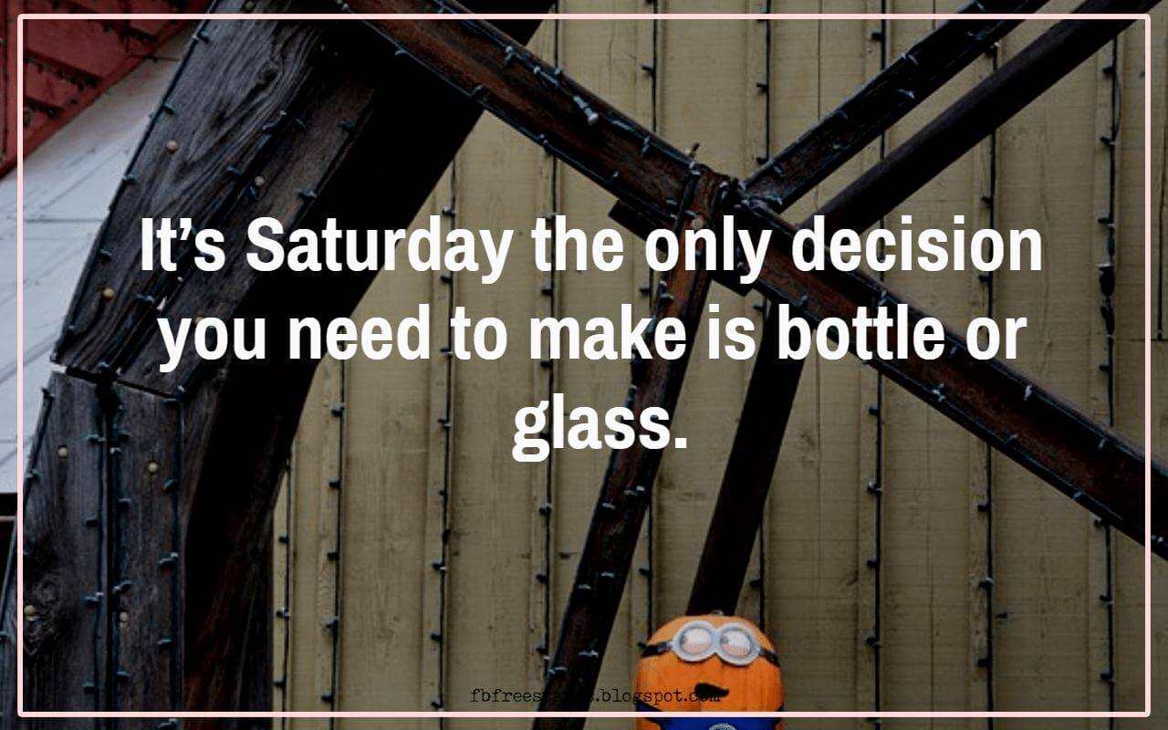 saturday funny quotes, It’s Saturday the only decision you need to make is bottle or glass.