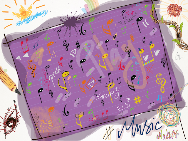 music madness, art, sketch, drawing, music notes, music symbols, symbols, The Book Portal 