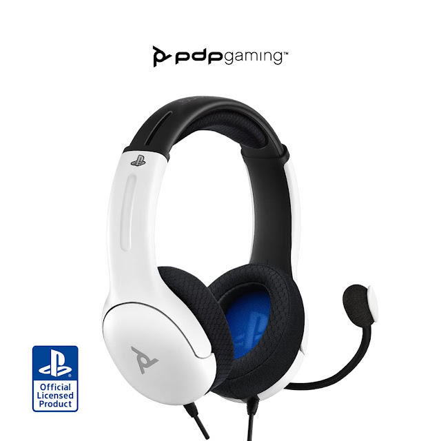 PDP Gaming LVL40 Stereo Headset with Mic for PlayStation, PS4, PS5 - PC, iPad, Mac, Laptop Compatible - Noise Cancelling Microphone, Lightweight, Soft Comfort On Ear Headphones, 3.5mm jack - White