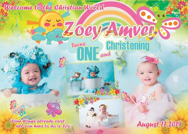 Ideal first birthday and christening tarpaulin layout designs