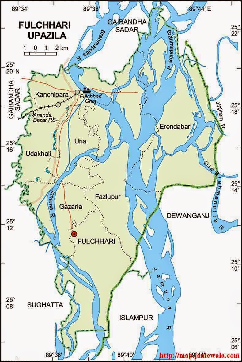 fulchhari upazila map of bangladesh