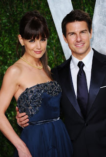 Katie Holmes Long Sleek Ponytail Hairstyle at the 2012 Vanity Fair Oscar Party