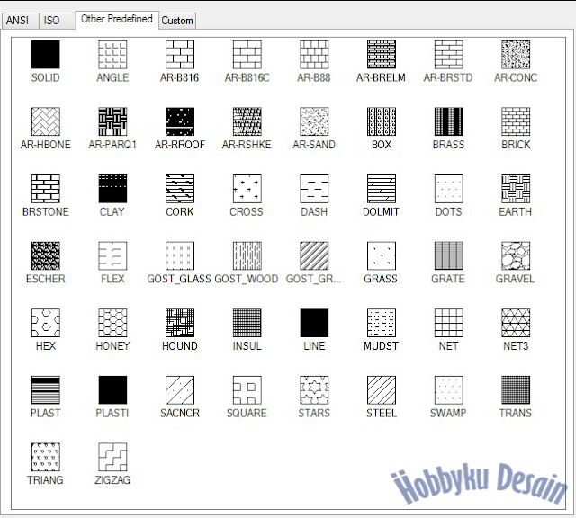 Other predefined hatch pada autocad