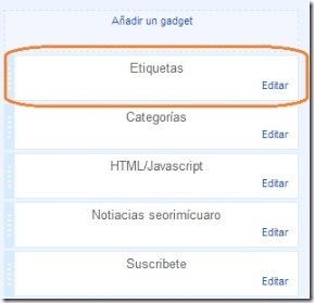 Gadget de etiquetas agregado
