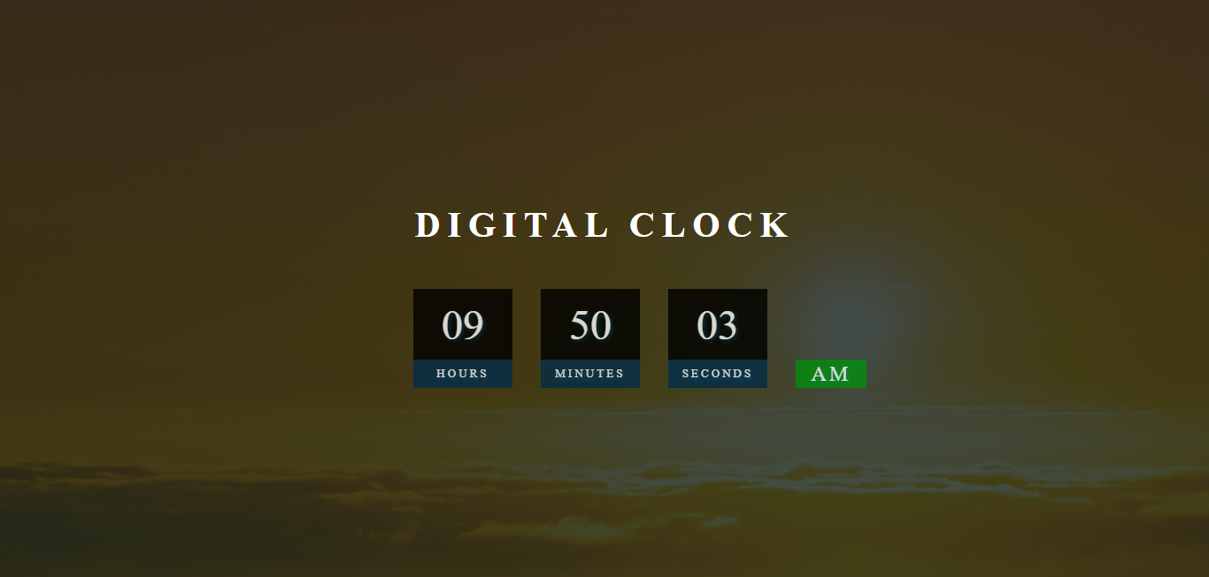 Digital Clock Web App By AbdurRahman G Desktop Screenshot or Snapshot 1366 x 653