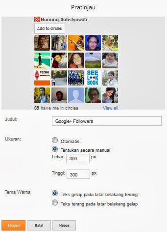 Pratinjau Gadget Google Plus Follower