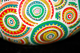 Contemporary Batik Eggshell Colorful Medallions