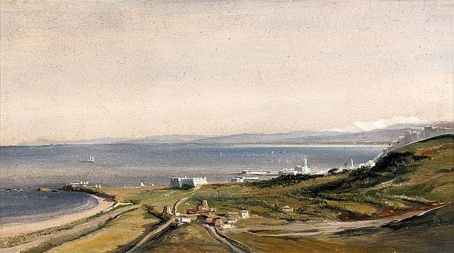 Vue présumée de la baie d'Alger par Antoine-Léon Morel-Fatio