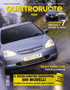 Quattroruote 542 - Dicembre 2000 | ISSN 0035-5917 | TRUE PDF | Mensile | Motori | Prove su Strada | Automobili | Listino Prezzi
Quattroruote è una rivista mensile italiana di automobilismo, fondata dall'imprenditore marchigiano Gianni Mazzocchi nel febbraio 1956, con l'obiettivo di creare una rivista per il «guidatore medio», ben presto divenuta la più venduta in Italia nel suo genere. Negli anni ha esteso la sua diffusione, stringendo accordi con diverse testate internazionali, in nazioni quali Russia, Cina, Romania e nel 2007 in Inghilterra, inaugurando una partnership con Top Gear.