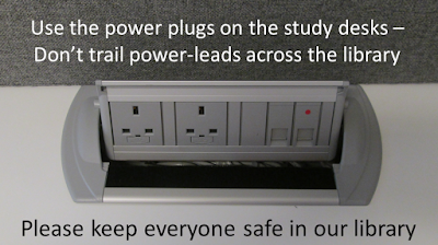 Photo of power plugs on study desks