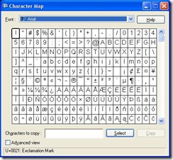 Windows Character Map