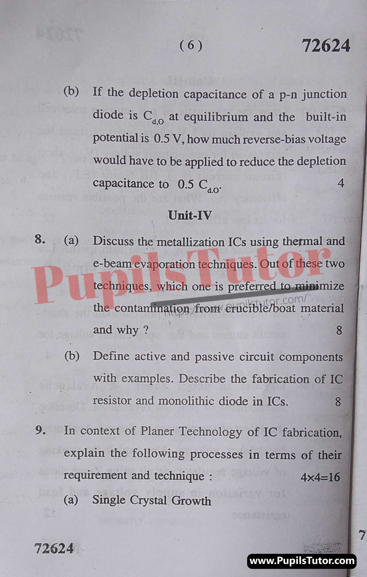 MDU (Maharshi Dayanand University, Rohtak Haryana) CBCS Scheme (M.Sc. [Physics] 1st Sem) Physics Of Electronic Devices Question Paper Of March, 2022 Exam PDF Download Free (Page 6)