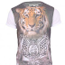 Brave Soul Round Neck Tiger Print T-Shirt- White