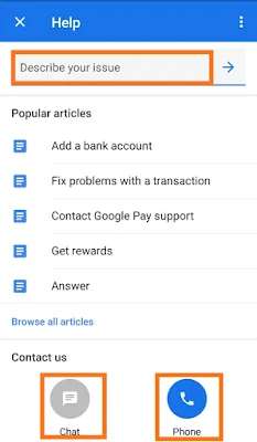 Google pay costomer service image