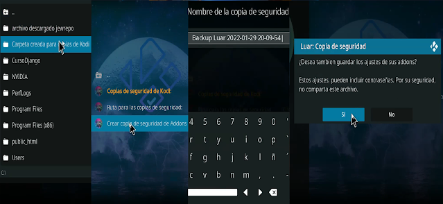 Hacer copia de seguridad de Kodi