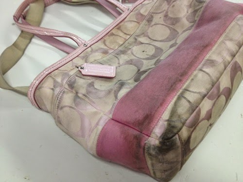 Pink Coach purse before cleaning2