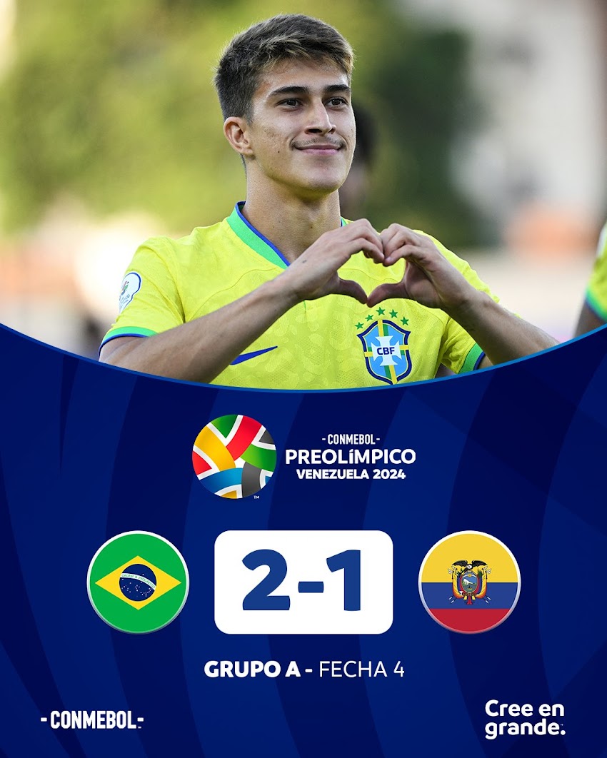 La TRI Sub23 perdió 1-2 frente a Brasil en el Preolímpico