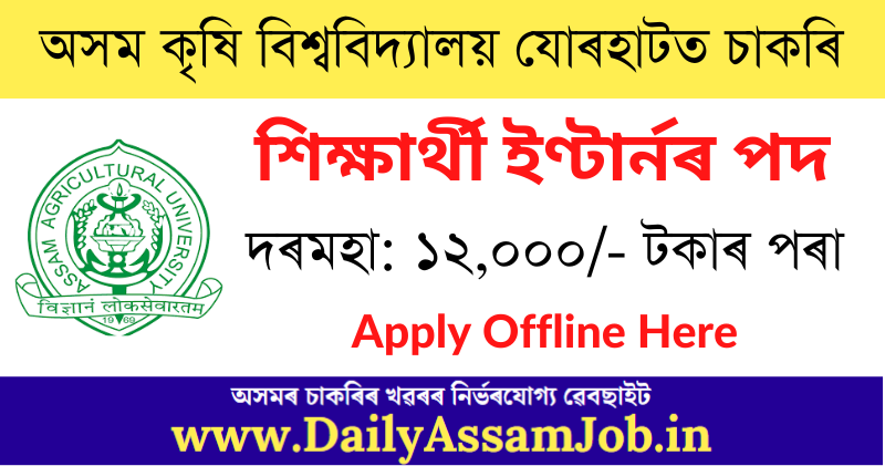 Assam Agricultural University Recruitment 2022 – Apply for 02 Student Interns Posts