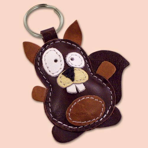  Handmade Squirrel Leather Keychain