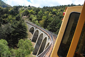 Yellow train in The Pyrenees