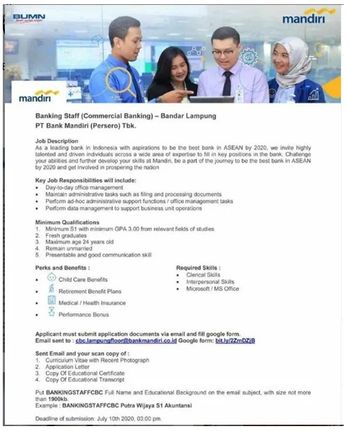  BUMN Banking Staff PT Bank Mandiri (Persero) Juli 2020