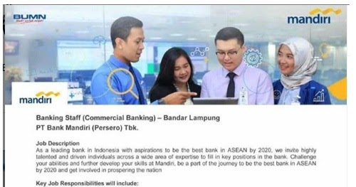 Lowongan Kerja Lowongan Kerja BUMN Banking Staff PT Bank Mandiri (Persero)  2020  April 2024